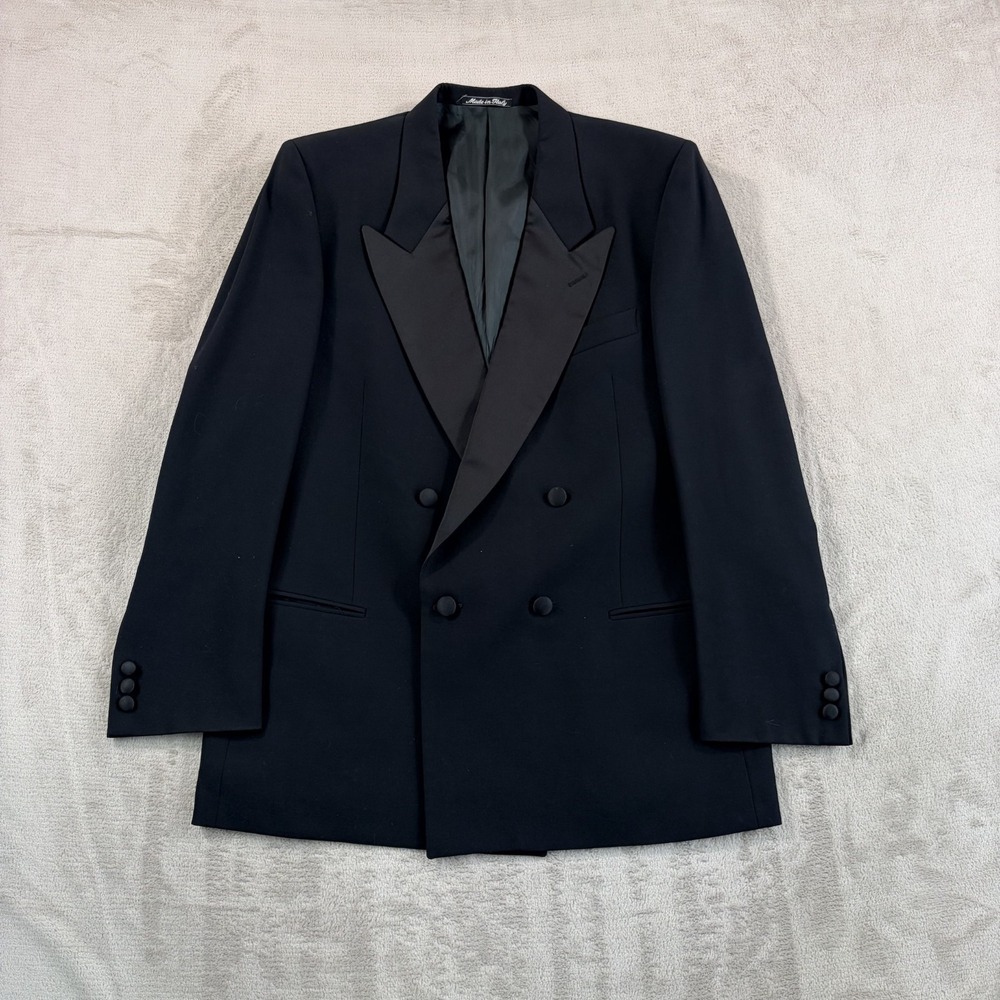 Vintage Mani Giorgio Armani Double Breasted Tuxedo Jacket Men 41R Wool Italy